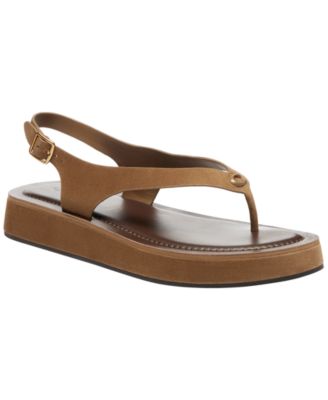 Women's Sculpted C Platform Suede Round Toe Thong Sandals
