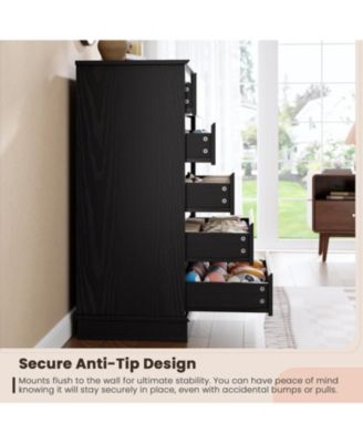 5-Drawer Tall Dresser for Bedroom, Wooden Chest of Drawers with Deep Storage for Living Room