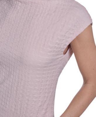 Women's Textured Mock Neck Cap Sleeve Top