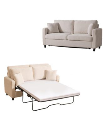 Sleeper Sofa Bed, Pull Out Couch, 2-Seater Linen Convertible Sofa