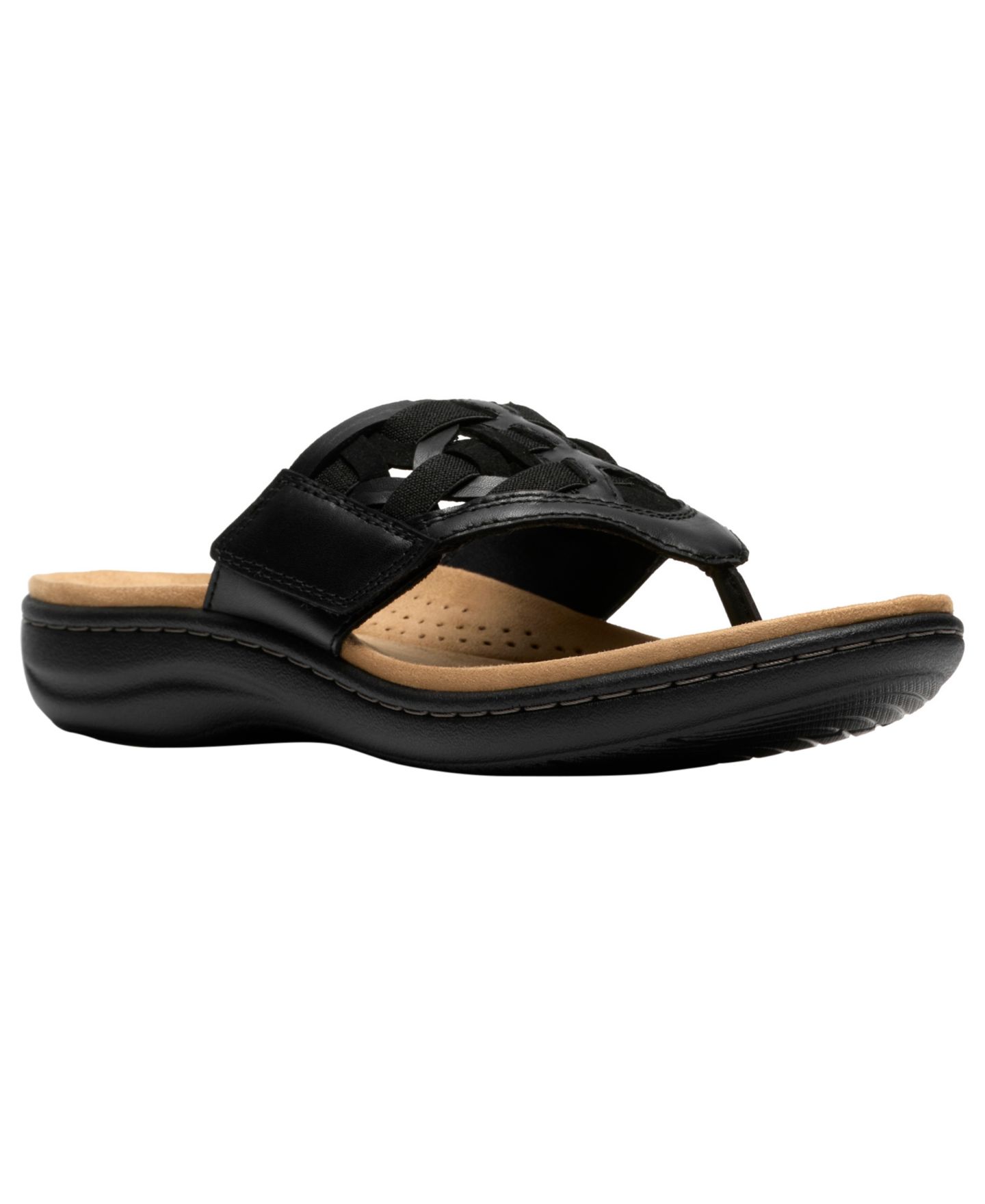 Женские сандалии Clarks Collection Laurieann Mia Round Toe, цвет: Чёрный кожаный — фото 1