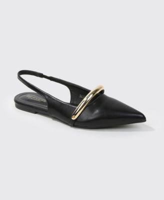 Women's Reina Slingback Flats with Gold-Tone Bar Detail