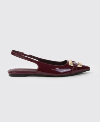Women's Caeli Slingback Flats with Gold Tone Buckle