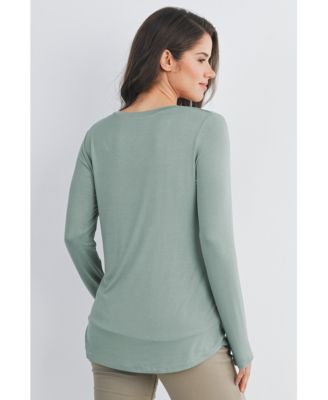 Maternity Casual Scoop Neck Long Sleeve Nursing Top