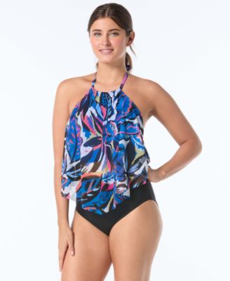 Women's Aura High Neck Mesh Ruffle Top