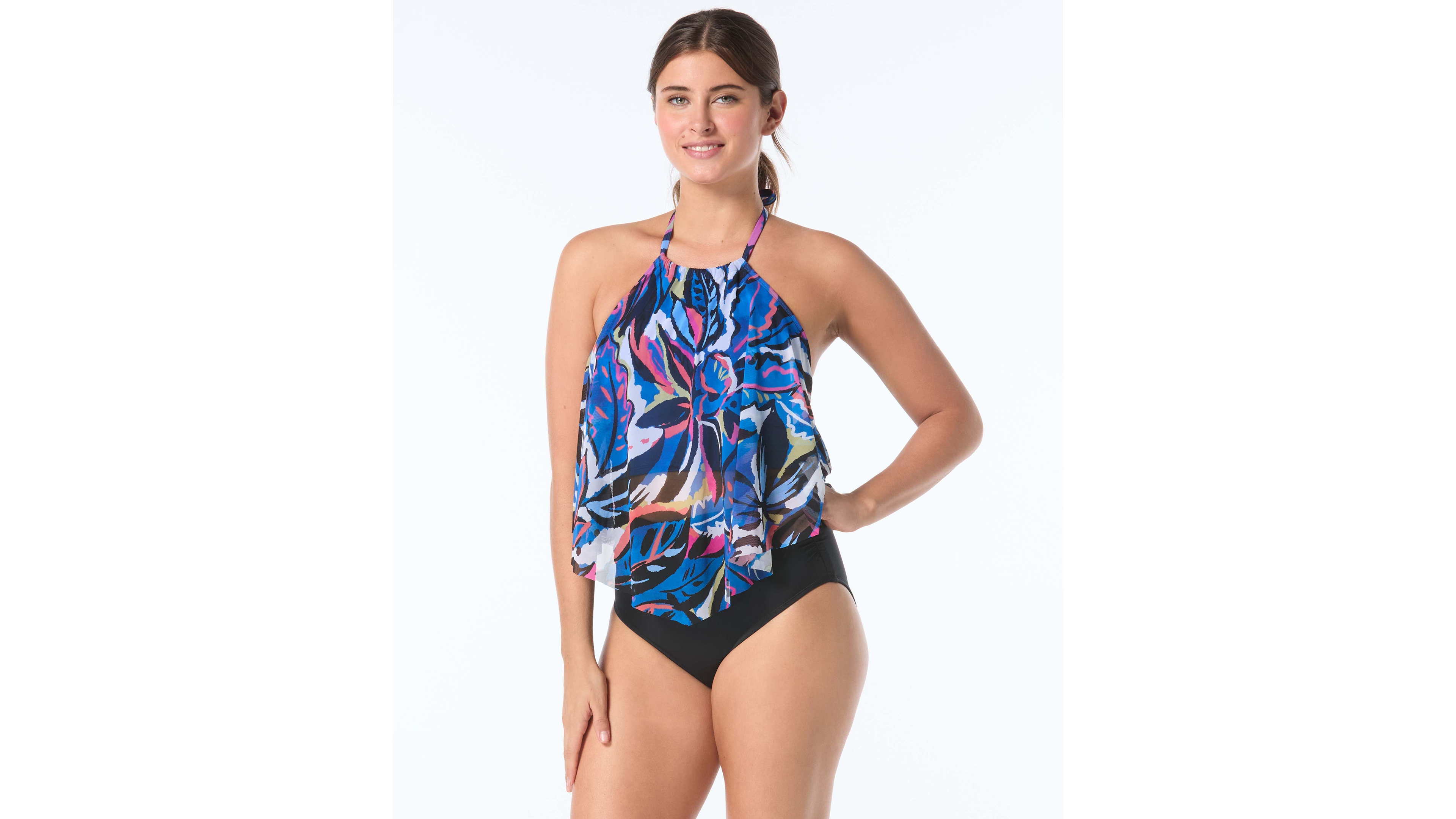 Coco Reef Women's Aura High Neck Mesh Ruffle Top