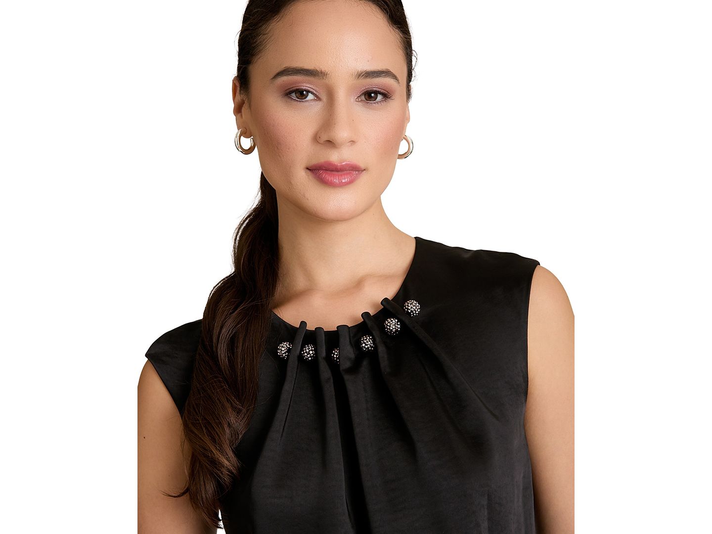 Женский топ Muse Tucked Beaded Crew Neck, цвет: Чёрный — фото 3