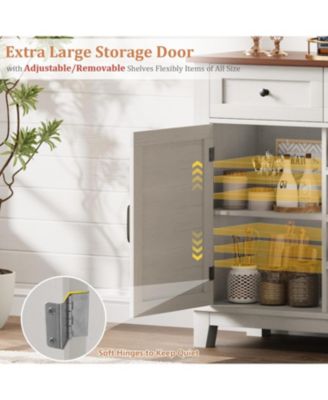 53.5" Farmhouse Buffet Cabinet with Storage, Sideboard with Drawers and Reversible Wine Rack