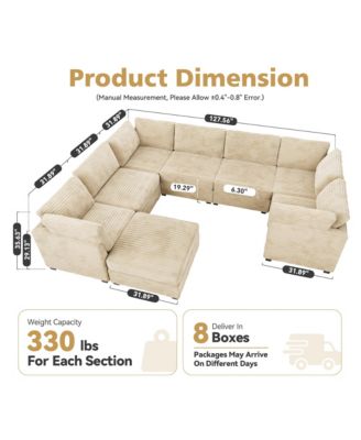 128''×96'' Modular Sectional Sofa , 8-Piece U-Shaped Deep Seat Cloud Couch with Chaise Ottoman