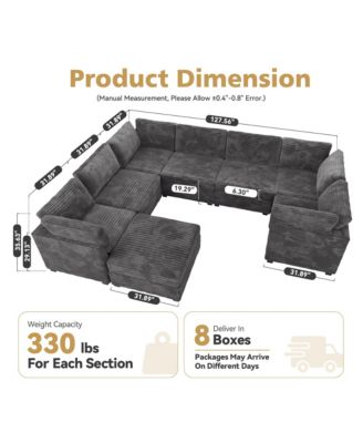 128''×96'' Modular Sectional Sofa , 8-Piece U-Shaped Deep Seat Cloud Couch with Chaise Ottoman