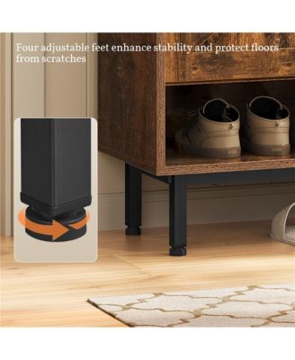 Country Style 5-Tier Shoe Cabinet with Barn-Inspired Doors