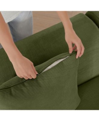  Modern L-Shaped Corduroy Sectional Sofa with Ottoman