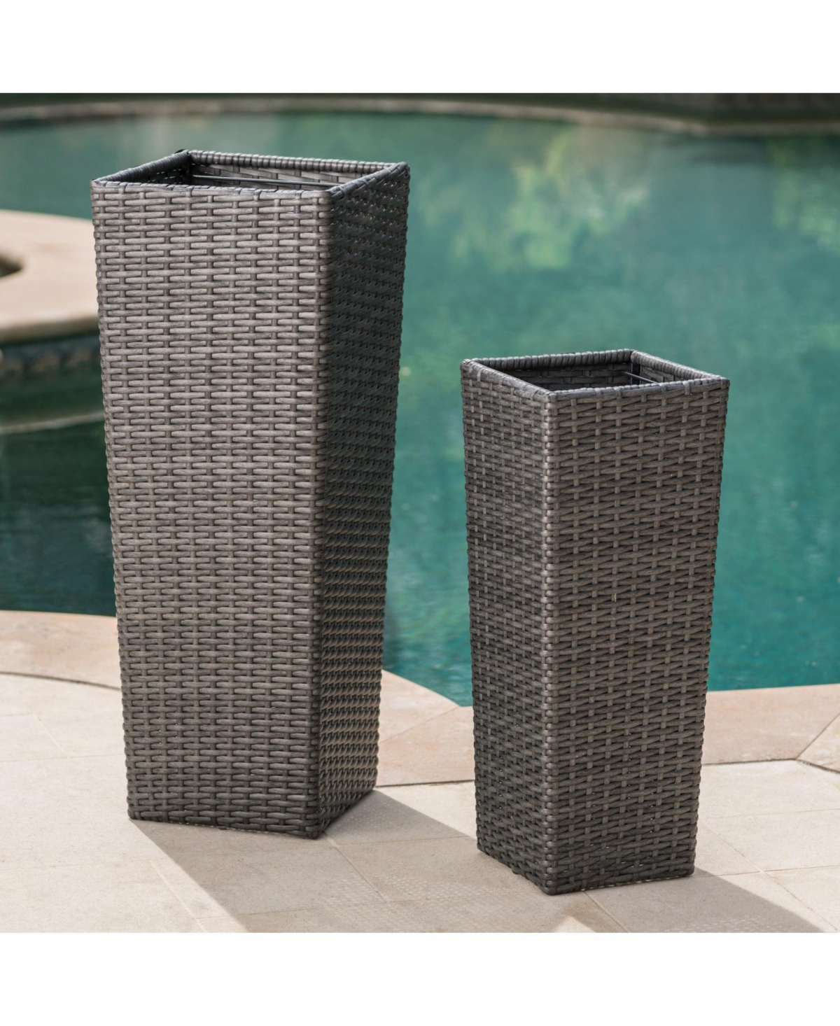 Streamdale Furniture Wicker & Iron Patio Planter Set - Elegant Herb & Flower Pots