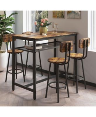 5-Piece Kitchen Counter Height Table Set Bar Table with 4 Chairs