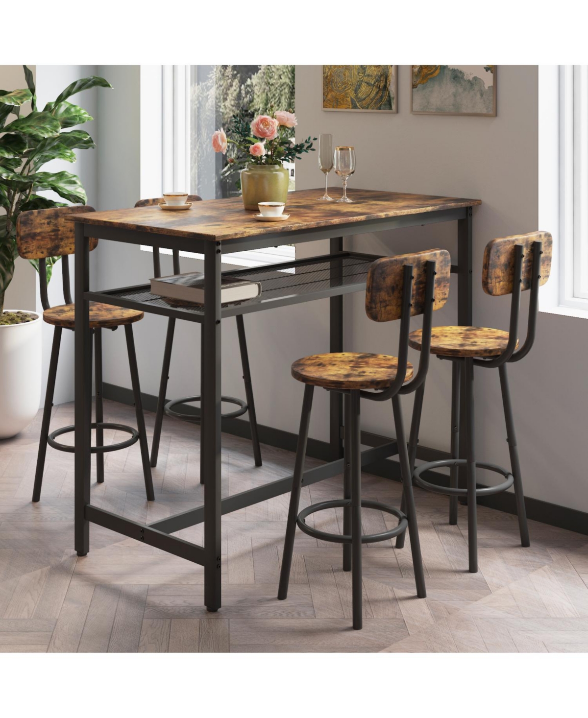 Streamdale Furniture 5-Piece Kitchen Counter Height Table Set Bar Table with 4 Chairs