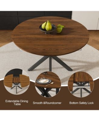 Streamdale Extendable Round Dining Table, 6-Person, Wood Veneer, 42-58 Inches
