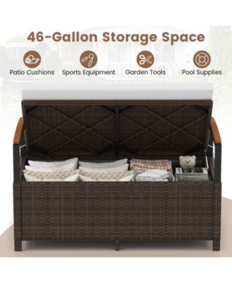 Outdoor Deck Box Storage Bench with Padded Seat Cushion