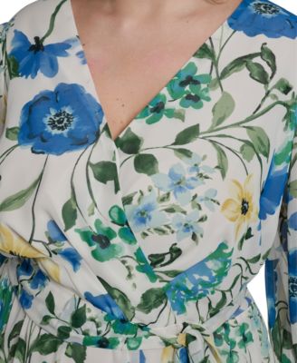 Plus Size Balloon-Sleeve Tiered Midi Dress