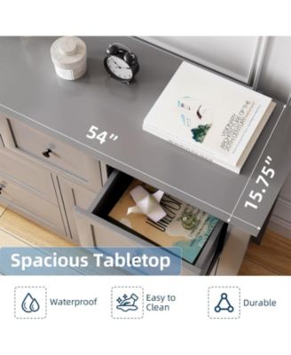 7 Drawer Dresser, Modern Wood Chest with Gold Handles and Large Storage for Bedroom or Hallway, Grey