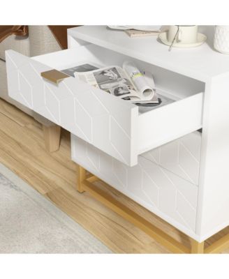 3 Drawer Dresser with Metal Legs, Wood Storage Chest Organizer for Bedroom, Living Room, Hallway, White