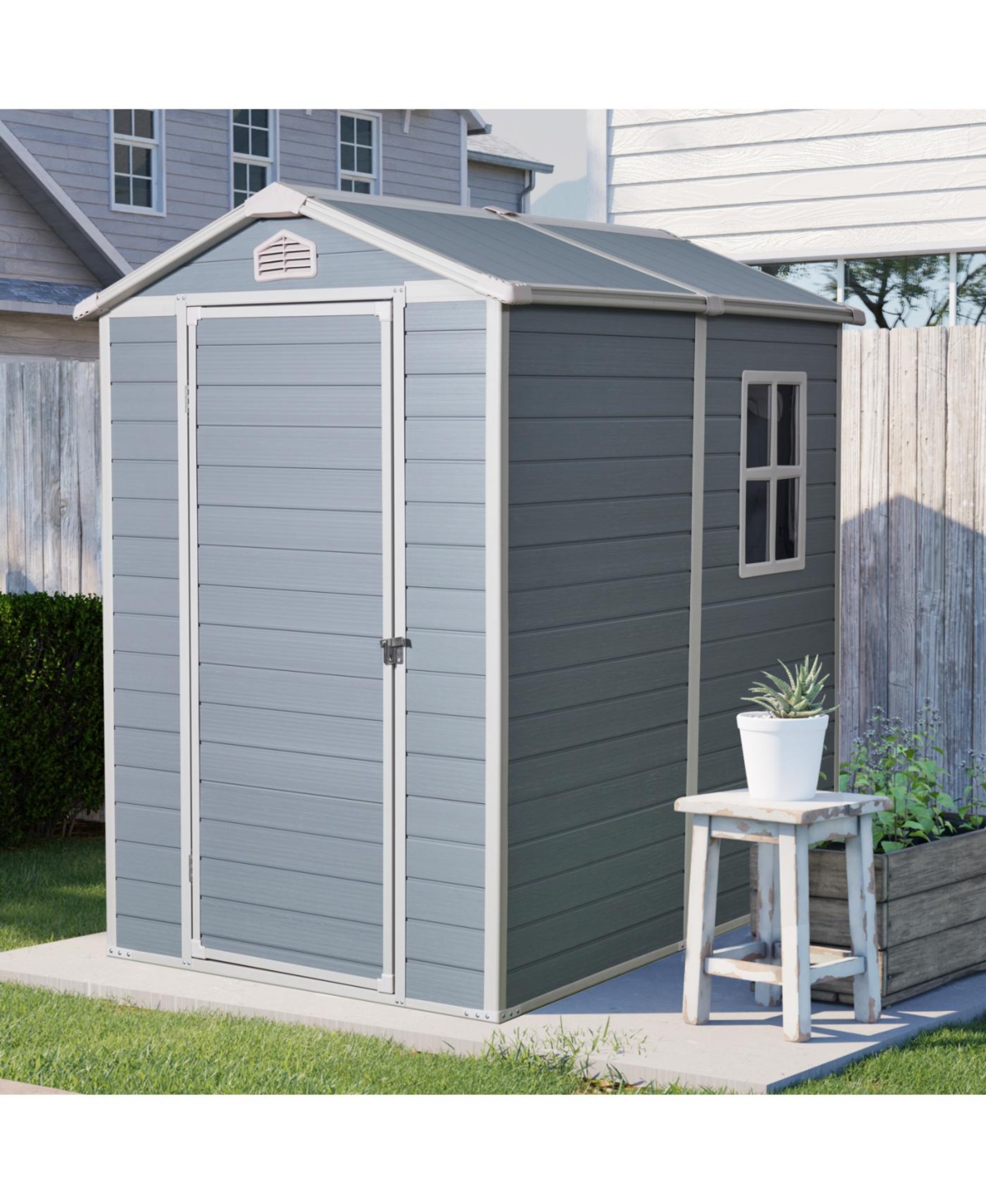 Streamdale 4x6ft Resin Outdoor Storage Shed Kit - Perfect for Patio Furniture Storage (Gray)