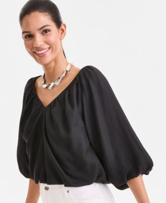 Women's 3/4 Sleeve Bubble-Hem Blouse