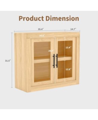 Sideboard Buffet Cabinet with 2 Glass Doors, Farmhouse Modern Accent Storage Cabinet