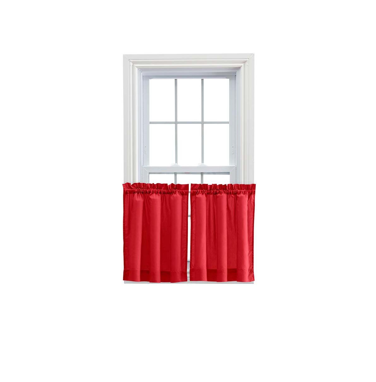 Ellis Curtain Ellis Stacey 1.5" Rod Pocket High Quality Fabric Solid Color Window Tailored Tier Pair
