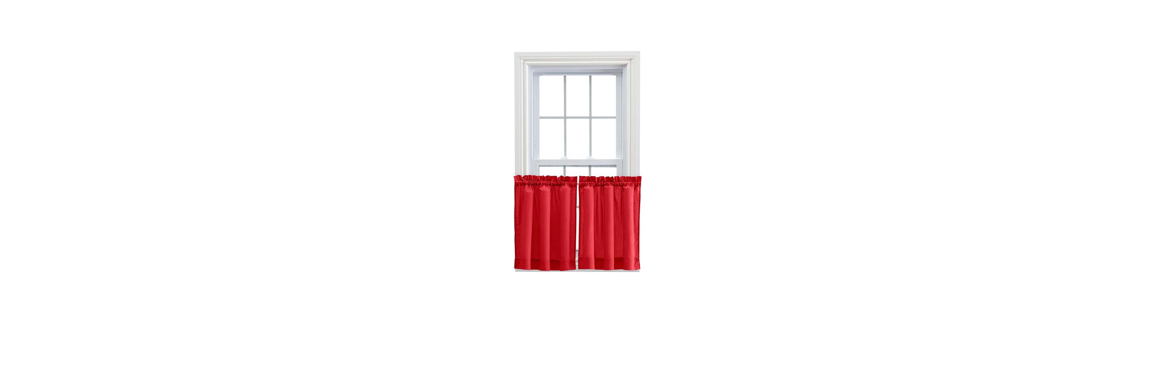 Ellis Curtain Ellis Stacey 1.5" Rod Pocket High Quality Fabric Solid Color Window Tailored Tier Pair