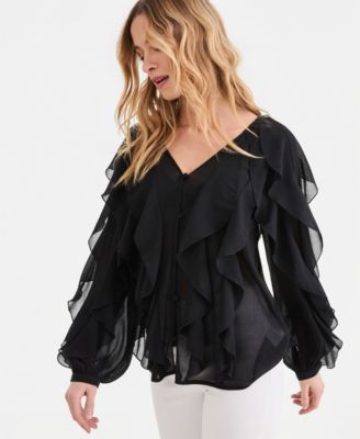 Women's Long-Sleeve Ruffled Blouse