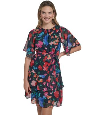 Petite Jewel Neck Double-Tiered Dress