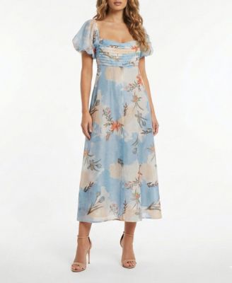 Women's Pleated Square Neck Empire Waist Dress