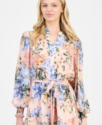 Women's Belted Tiered Dress