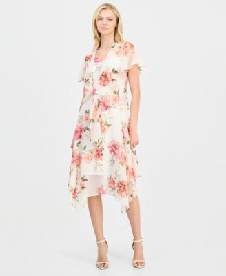 Women's Handkerchief-Hem Chiffon-Jacket Dress