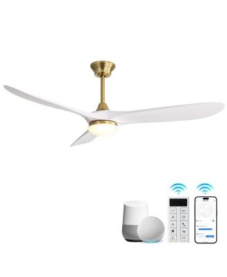 60-inch Modern Gold 3-blade Ceiling Fan Light With Remote Control Supports Mobile Phone Connection And Voice Function