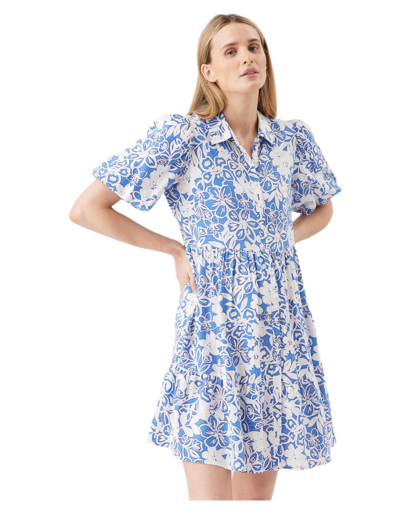 Женское платье Ripe Maternity Ripe Nahla Linen, цвет: Королевский синий / Белый — фото 1