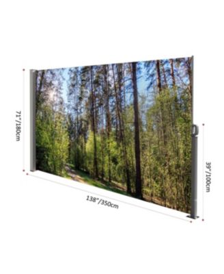 71"x138" Retractable Side Awning Screen, Semi-transparent, UPF50+, for Garden/Balcony