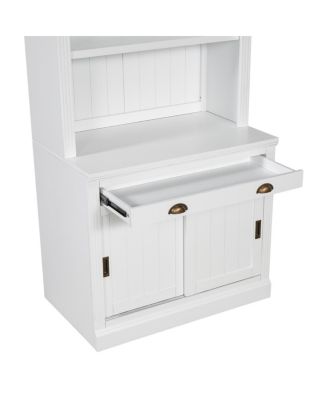 LED Lighting Bookshelf Suite with Sliding Doors & Drawers, White