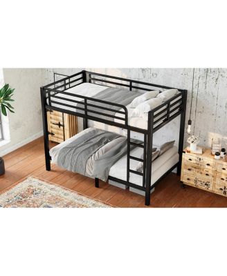 Metal Twin over Twin Bunk Bed, Space-Saving, Noise Reduced, Black