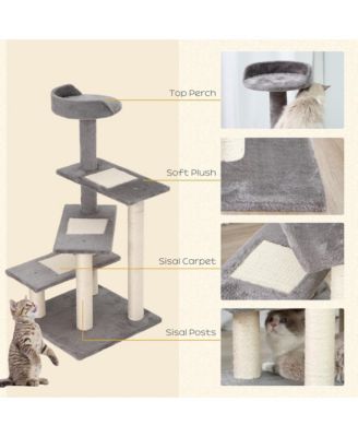 Gray 40" 5-Level Revolving Stair Cat Tree Scratcher