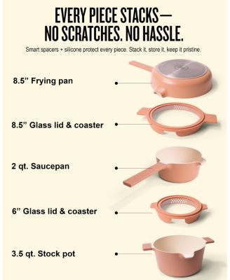 Neat Nested Nonstick Ceramic Cookware Set 5-Piece - Easy to Clean, Oven Safe and Made without PFAS, PFOA & PTFE