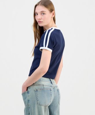 Juniors’ USA Graphic Ringer T-Shirt 