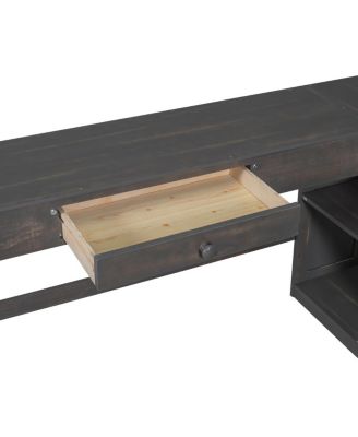 Full Size Loft Bed with U-shaped Desk, Drawers & Storage