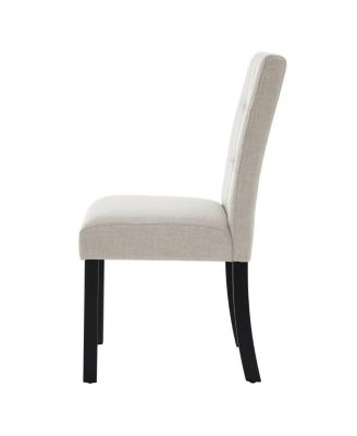 Streamdale 4 Piece Modern Tufted Dining Chair, Rustic Linen Upholstered, Beige