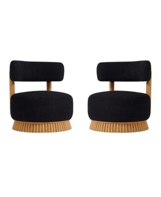 Streamdale Modern Farmhouse Armless Chair Set of 2, Wooden Base, Cozy Upholstered Chair