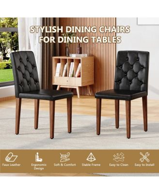 Streamdale Elegant PU Dining Chair with Ergonomic Buckle Backrest