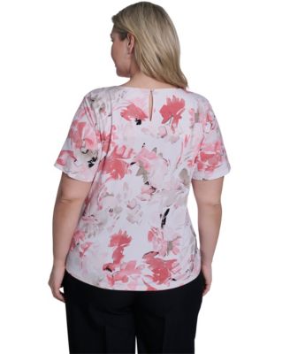 Plus Size Knit Short-Sleeve Crew Neck Top