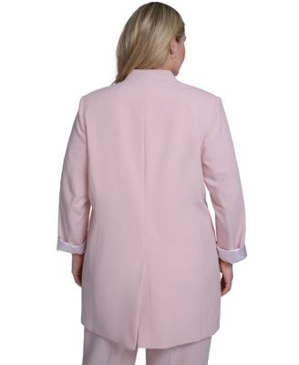 Plus Size Open-Front Notch Collar Jacket