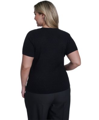 Plus Size Short-Sleeve Crew Neck Sweater