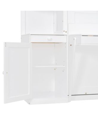  Queen Murphy Bed with Desk, Storage, Cabinets, Hidden Wall Bed, Lights